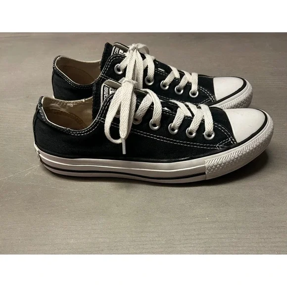 Converse All Star Low Top Sneakers Black Canvas‎ Women's Size 7 Casual Shoes - Picture 7 of 14